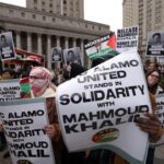 Hundreds rally outside New York court to demand release of Mahmoud Khalil