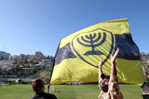 Far-right Israeli football fans set off pyrotechnics in Latvia’s capital