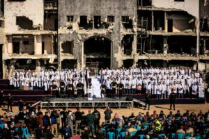 Palestinian doctors graduate in ruins of Gaza’s destroyed al-Shifa Hospital