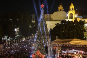 Bethlehem lights up Christmas tree amid hopes for economic recovery