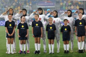 Iran women’s football team salute, sing national anthem in Asian Cup match