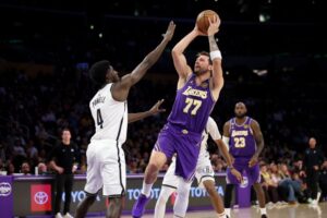 Doncic facing one-game ban after technical foul in Lakers win against Nets
