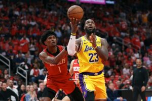 Lakers down Rockets in overtime for 3-0 series lead, Celtics beat Sixers